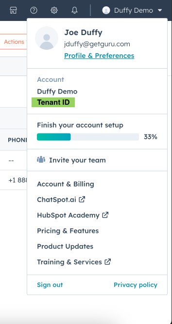 Screenshot of SSO setup
