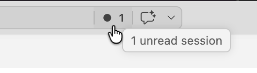 Screenshot der Anzeige der ungelesenen Sitzungen in VS Code.