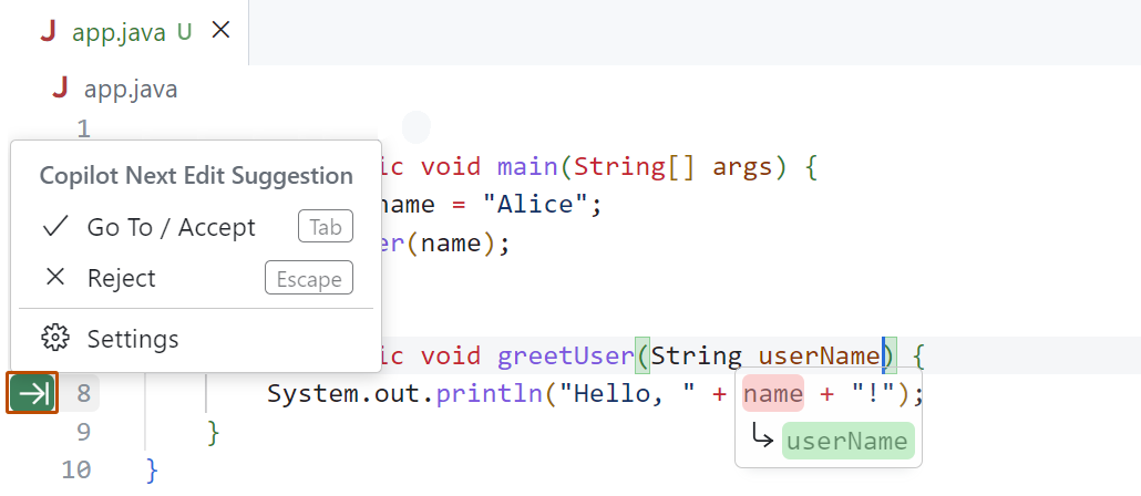 Снимок экрана: меню грезки в Visual Studio Code. Стрелка выделена темно-оранжевым цветом.