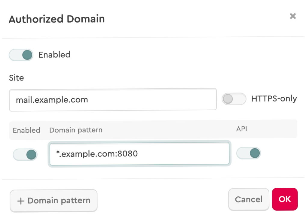 Authorize domain in Mailvelope