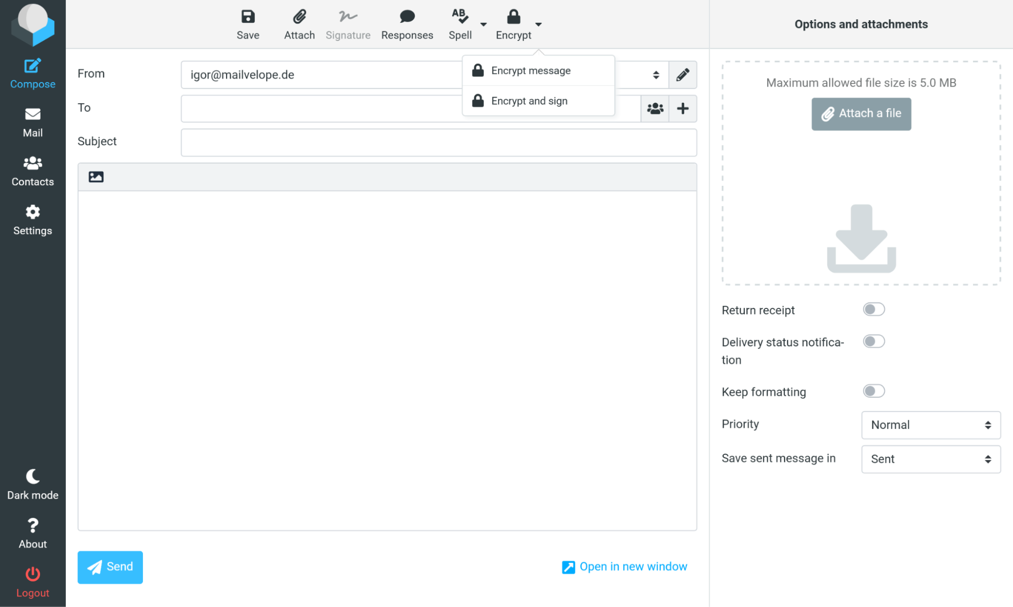 Authorize domain in Mailvelope
