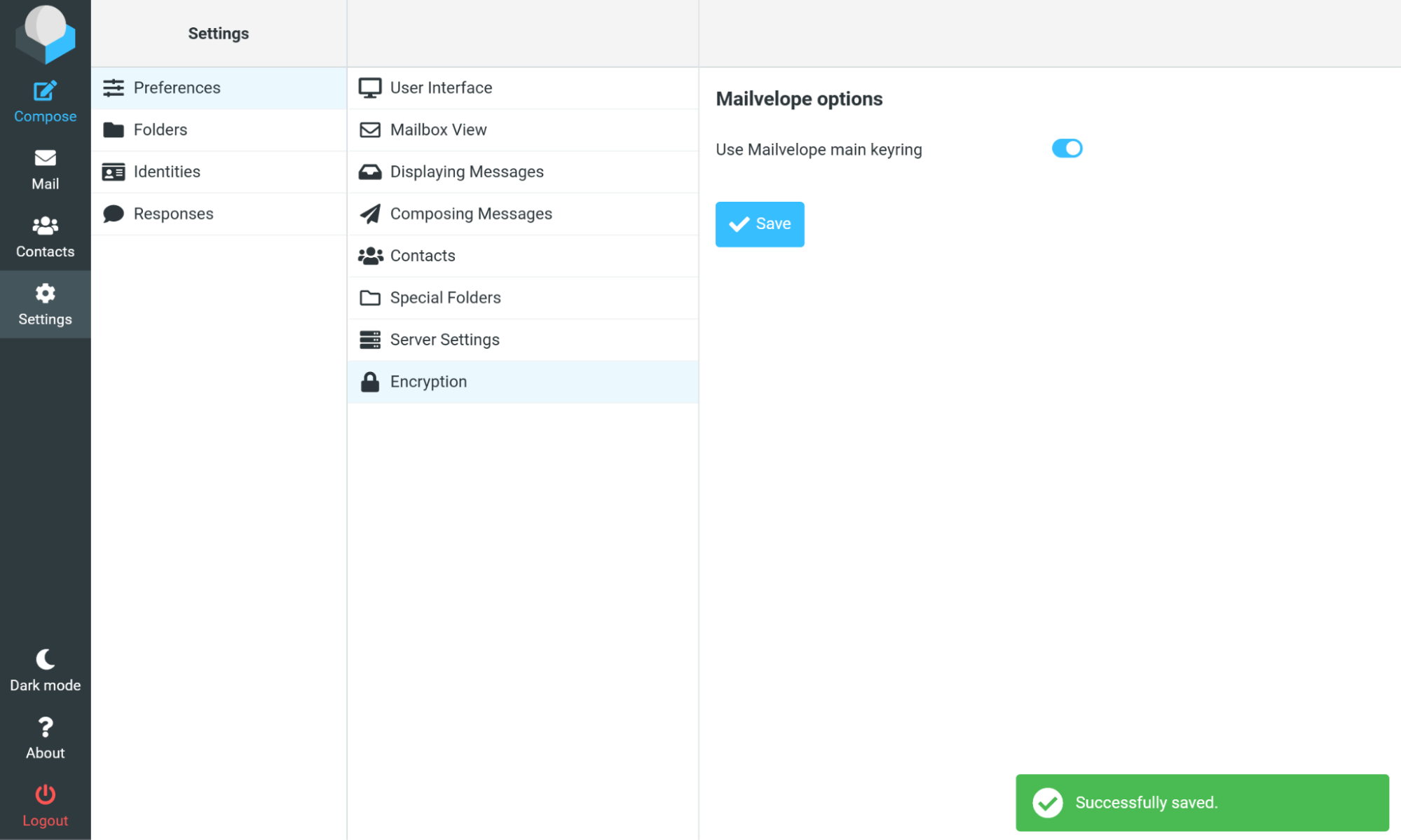 Roundcube encryption button