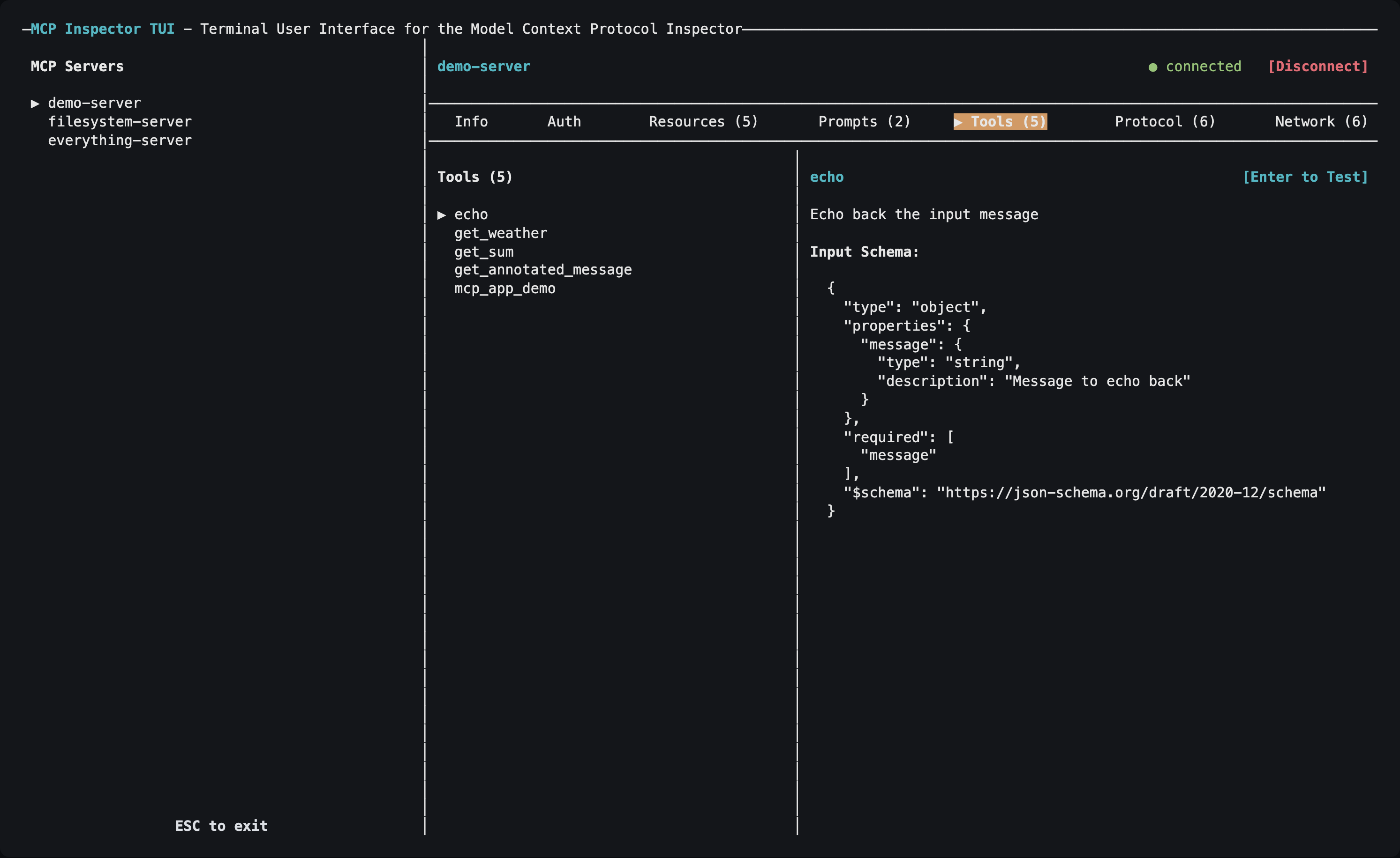MCP Inspector TUI Screenshot