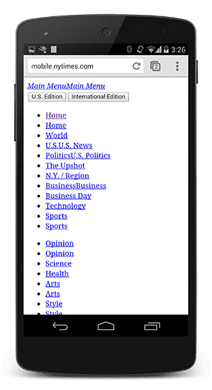 CSS'siz NYTimes