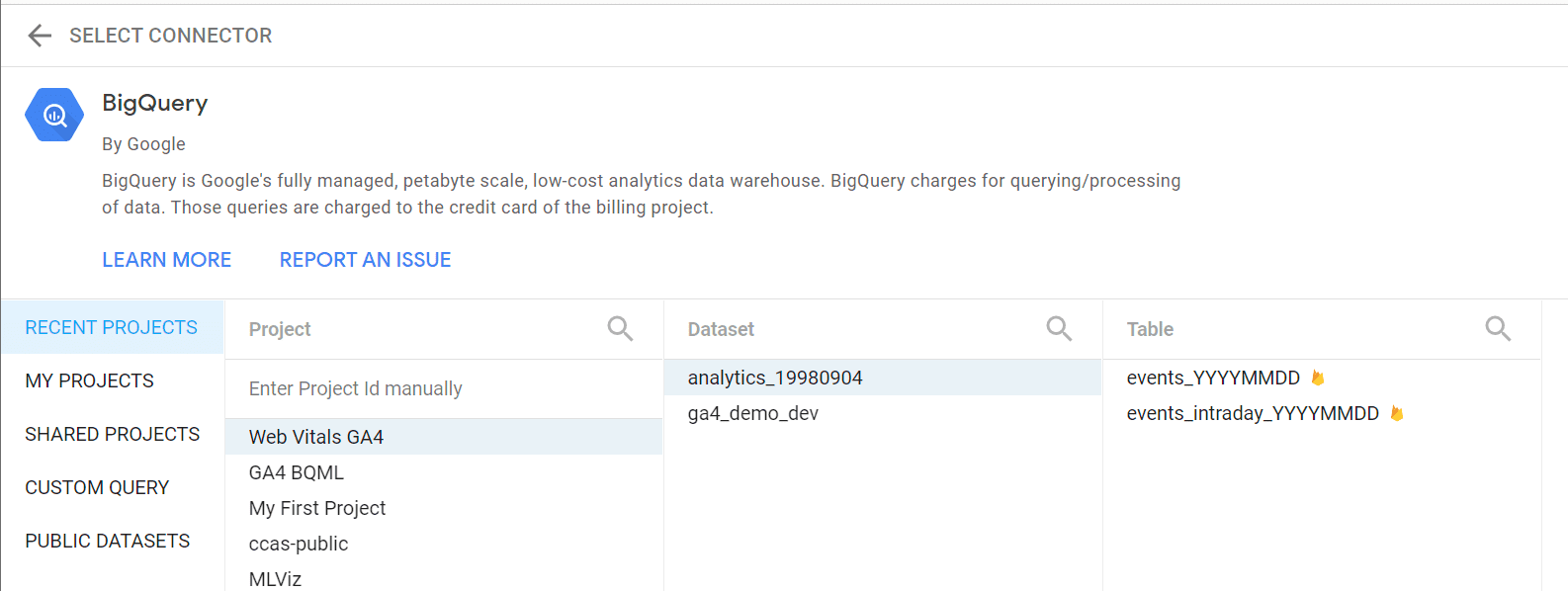 Utiliser le connecteur BigQuery natif dans Looker&nbsp;Studio