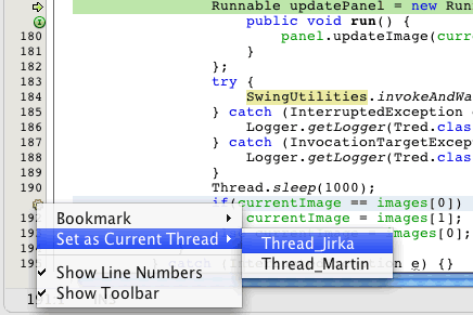 debugging editor setcurrent