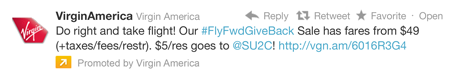 Virgin America Promoted Tweet