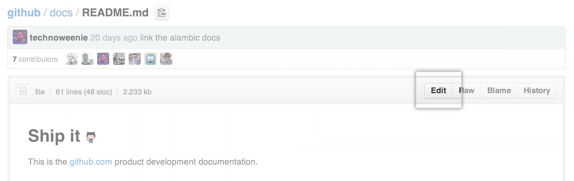 The edit file button