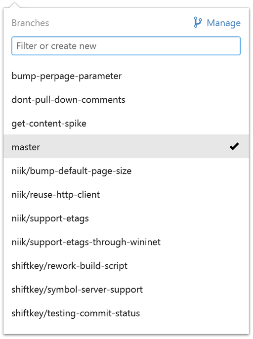 Branch popover
