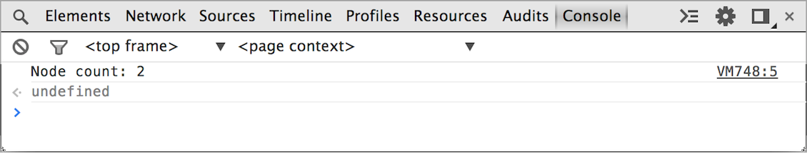 Console log output