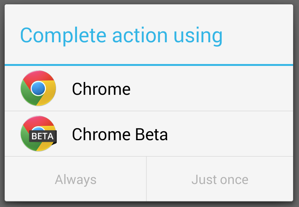 browser selection dialog