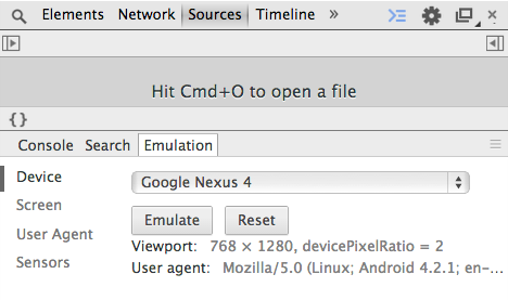 Emulation panel