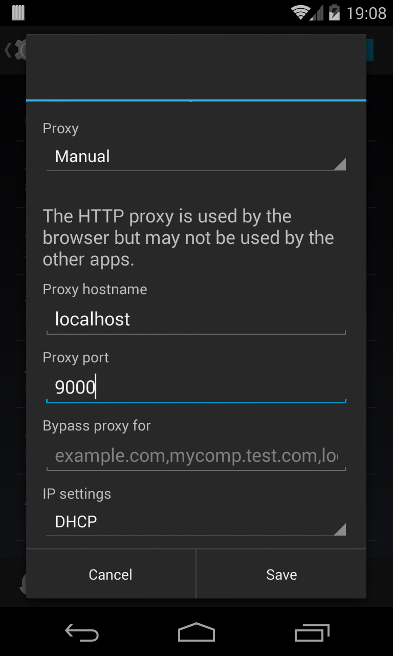 Android Wi-Fi proxy settings