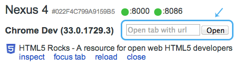 Click inspect to start remote debugging