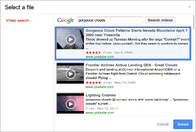 Google Picker Video Search Example