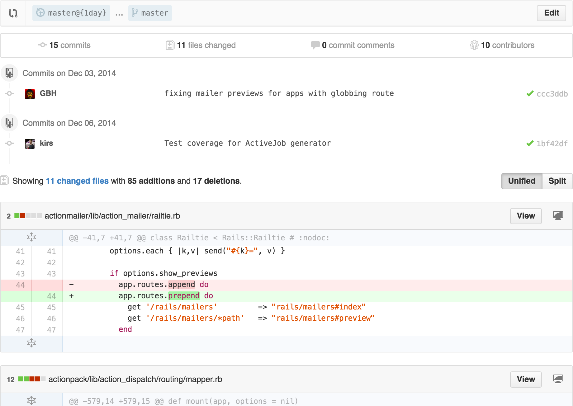 GitHub compare code
