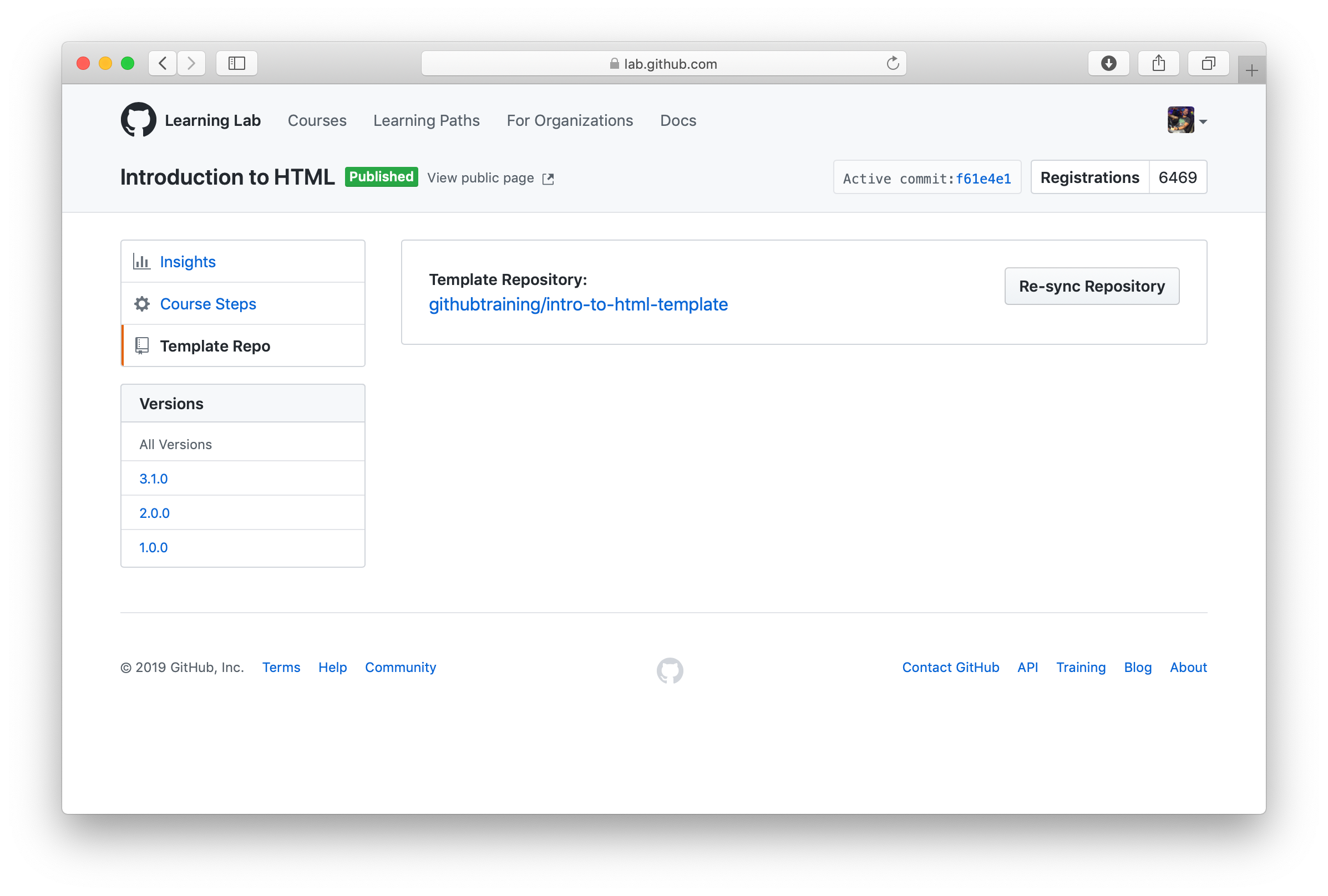 screenshot of synching the template repo