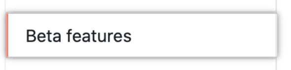 Beta Features menu option