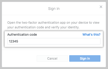 The 2FA Authentication code field