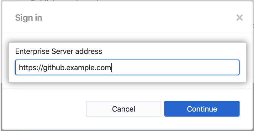 The Sign In button for GitHub Enterprise